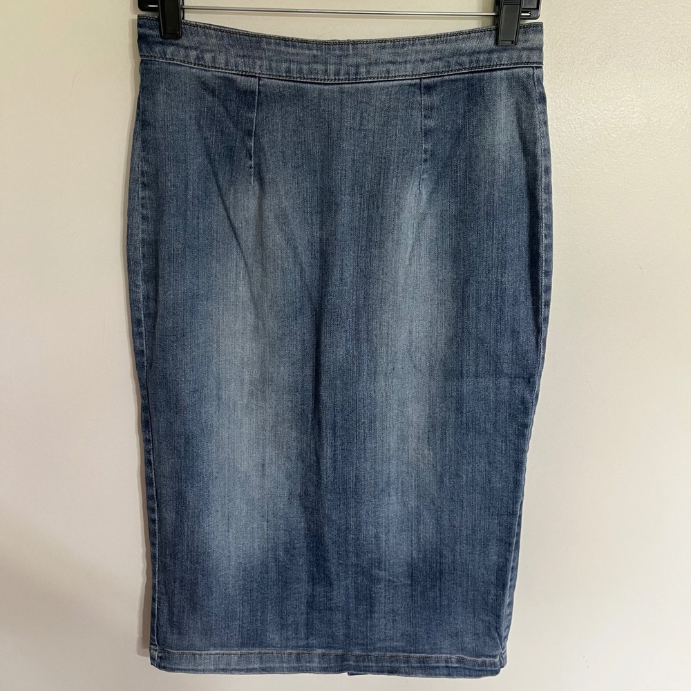 Life in Progress Blue Denim Pencil Skirt Medium Wash Knee Length Size M